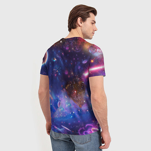 Мужская футболка Барт Симпсон с лазерным пистолетом в космосе / 3D-принт – фото 4
