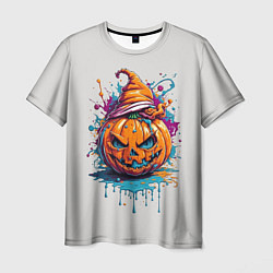 Мужская футболка Хэллоуинская тыква в красках