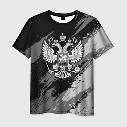 Мужская футболка Россия - серый монохромный