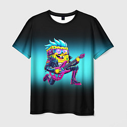 Мужская футболка Sponge Bob - rock guitarist - ai art