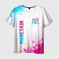Мужская футболка Maneskin neon gradient style вертикально
