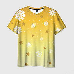 Мужская футболка Снежинки и звезды на желтом