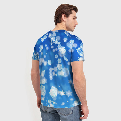 Мужская футболка Декоративные снежинки на синем / 3D-принт – фото 4