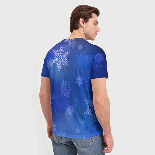 Мужская футболка Декоративные снежинки на фиолетовом / 3D-принт – фото 4
