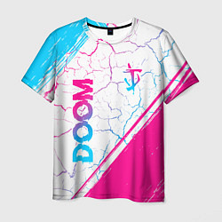 Мужская футболка Doom neon gradient style вертикально