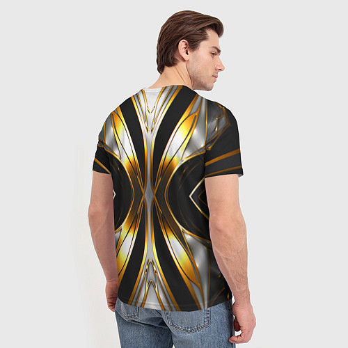 Мужская футболка Неоновый узор стальная бабочка / 3D-принт – фото 4