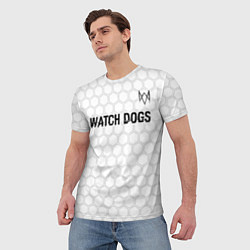 Футболка мужская Watch Dogs glitch на светлом фоне посередине, цвет: 3D-принт — фото 2