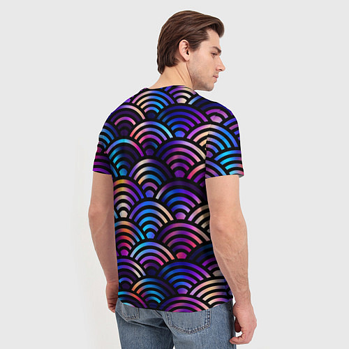 Мужская футболка Разноцветные волны-чешуйки / 3D-принт – фото 4