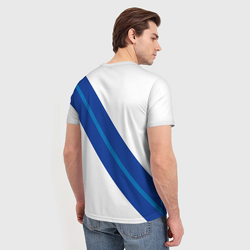 Мужская футболка Volvo - white and blue / 3D-принт – фото 4