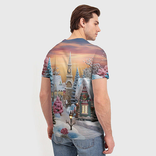 Мужская футболка Праздник в заснеженном лесу / 3D-принт – фото 4
