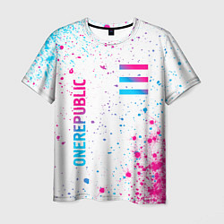 Футболка мужская OneRepublic neon gradient style вертикально, цвет: 3D-принт