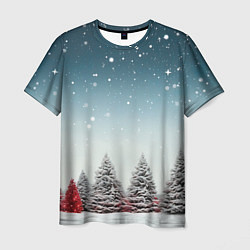 Мужская футболка Волшебство зимней природы иней на деревьях
