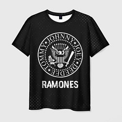 Мужская футболка Ramones glitch на темном фоне