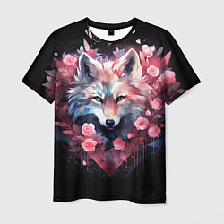 Мужская футболка Белый романтичный волк