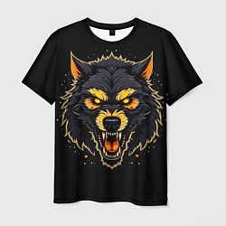 Футболка мужская Волк чёрный хищник, цвет: 3D-принт
