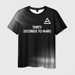 Мужская футболка Thirty Seconds to Mars glitch на темном фоне посер