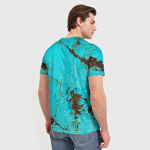 Мужская футболка Текстура бирюзового металла со ржавчиной / 3D-принт – фото 4