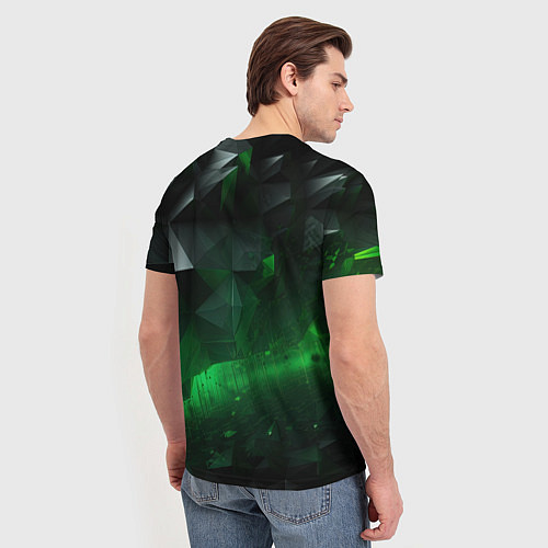 Мужская футболка Трехмерность зеленой фигуры / 3D-принт – фото 4