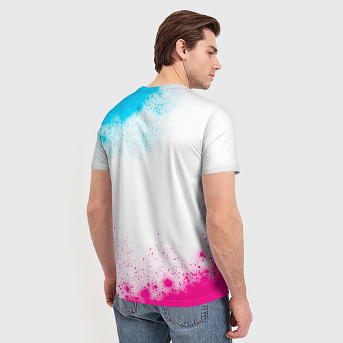 Мужская футболка AC DC neon gradient style / 3D-принт – фото 4