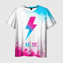 Мужская футболка AC DC neon gradient style