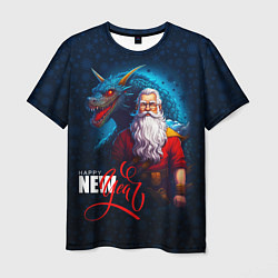 Мужская футболка Санта Клаус и дракон