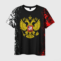 Мужская футболка Россия герб краски
