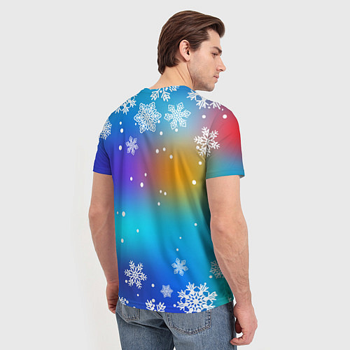 Мужская футболка Снегопад на Новый год / 3D-принт – фото 4
