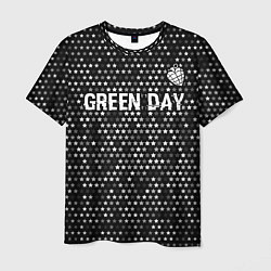 Мужская футболка Green Day glitch на темном фоне посередине