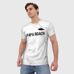 Футболка мужская Papa Roach glitch на светлом фоне посередине, цвет: 3D-принт — фото 2