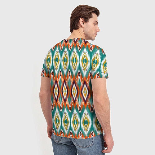 Мужская футболка Орнамент икат - имитация аткласной ткани / 3D-принт – фото 4