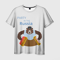 Мужская футболка Вечеринка в России с медведем