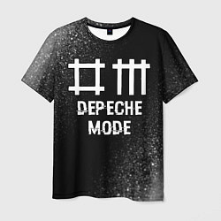Мужская футболка Depeche Mode glitch на темном фоне