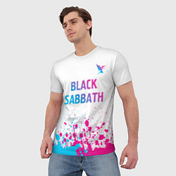 Футболка мужская Black Sabbath neon gradient style посередине, цвет: 3D-принт — фото 2