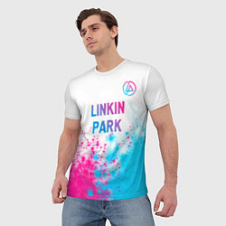 Футболка мужская Linkin Park neon gradient style посередине, цвет: 3D-принт — фото 2