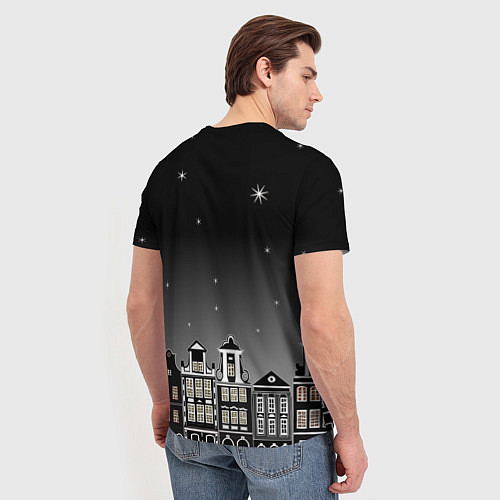 Мужская футболка Ночной город и звездное небо / 3D-принт – фото 4