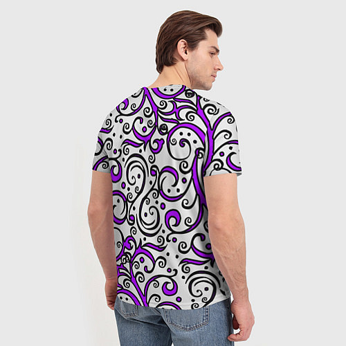 Мужская футболка Фиолетовые кружевные узоры / 3D-принт – фото 4