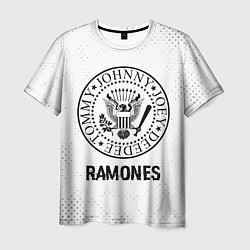 Мужская футболка Ramones glitch на светлом фоне