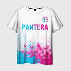 Мужская футболка Pantera neon gradient style посередине