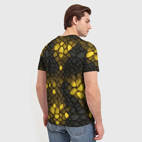 Мужская футболка Жёлтый трескающийся камень / 3D-принт – фото 4