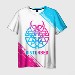 Мужская футболка Disturbed neon gradient style