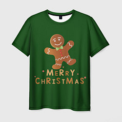 Мужская футболка Пряничный человечек желает счастливого рождества