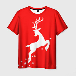 Мужская футболка Рождественский олень Red and white