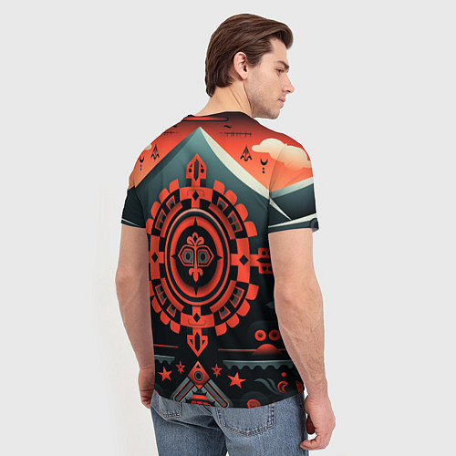 Мужская футболка Рисунок в стиле американских индейцев / 3D-принт – фото 4