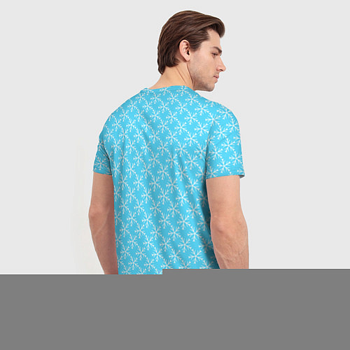 Мужская футболка Паттерн снежинки голубой / 3D-принт – фото 4