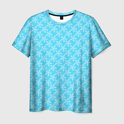 Мужская футболка Паттерн снежинки голубой