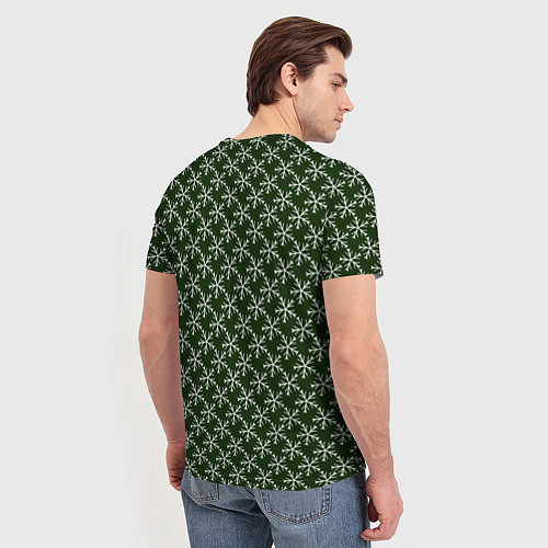 Мужская футболка Паттерн снежинки тёмно-зелёный / 3D-принт – фото 4