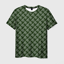 Мужская футболка Паттерн снежинки тёмно-зелёный