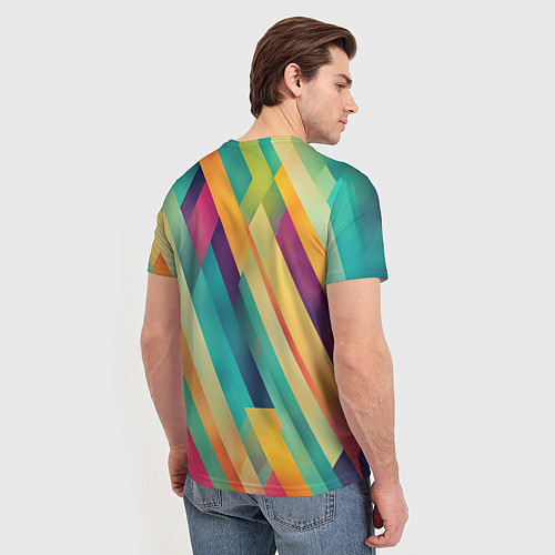 Мужская футболка Цветные диагональные полосы / 3D-принт – фото 4