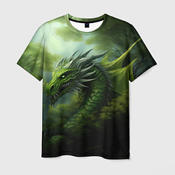 Мужская футболка Зеленый фэнтази дракон 2024