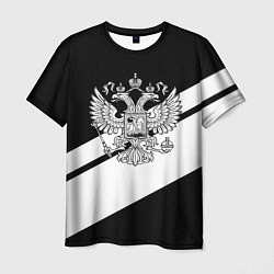 Мужская футболка Россия спорт полосы герб